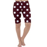 Polka Dots - White on Bulgarian Rose Red Cropped Leggings