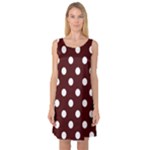 Polka Dots - White on Bulgarian Rose Red Sleeveless Satin Nightdress