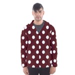 Polka Dots - White on Bulgarian Rose Red Hooded Wind Breaker (Men)