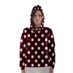 Polka Dots - White on Bulgarian Rose Red Hooded Wind Breaker (Women)