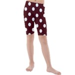 Polka Dots - White on Bulgarian Rose Red Kid s Mid Length Swim Shorts