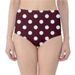 Polka Dots - White on Bulgarian Rose Red High-Waist Bikini Bottoms