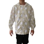 Polka Dots - White on Pearl Brown Hooded Wind Breaker (Kids)