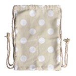 Polka Dots - White on Pearl Brown Drawstring Bag (Large)