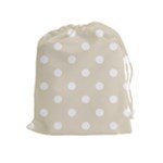 Polka Dots - White on Pearl Brown Drawstring Pouch (XL)