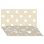 Polka Dots - White on Pearl Brown Twin Heart Bottom 3D Greeting Card (8x4)