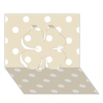 Polka Dots - White on Pearl Brown Clover 3D Greeting Card (7x5)