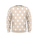 Polka Dots - White on Almond Brown Kid s Sweatshirt