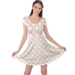 Polka Dots - White on Almond Brown Cap Sleeve Dress