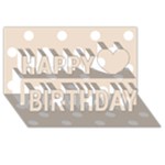 Polka Dots - White on Almond Brown Happy Birthday 3D Greeting Card (8x4)