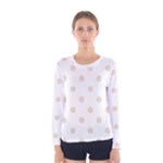 Polka Dots - Almond Brown on White Women s Long Sleeve T-shirt