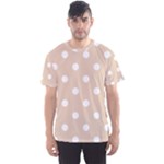 Polka Dots - White on Pastel Brown Men s Sport Mesh Tee