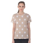 Polka Dots - White on Pastel Brown Women s Cotton Tee