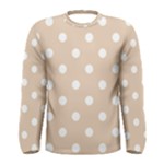 Polka Dots - White on Pastel Brown Men s Long Sleeve T-shirt