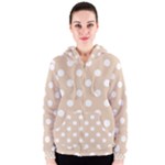 Polka Dots - White on Pastel Brown Women s Zipper Hoodie