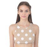 Polka Dots - White on Pastel Brown Tank Bikini Top