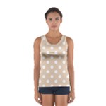 Polka Dots - White on Pastel Brown Women s Sport Tank Top