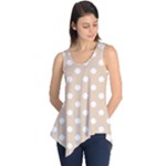 Polka Dots - White on Pastel Brown Sleeveless Tunic