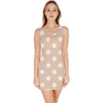 Polka Dots - White on Pastel Brown Bodycon Dress