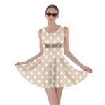 Polka Dots - White on Pastel Brown Skater Dress