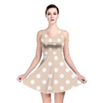 Polka Dots - White on Pastel Brown Reversible Skater Dress