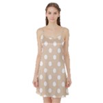 Polka Dots - White on Pastel Brown Satin Night Slip