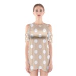 Polka Dots - White on Pastel Brown Women s Cutout Shoulder Dress