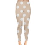 Polka Dots - White on Pastel Brown Women s Leggings