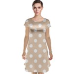 Polka Dots - White on Pastel Brown Cap Sleeve Nightdress