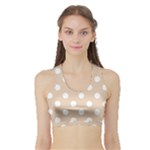 Polka Dots - White on Pastel Brown Women s Sports Bra with Border