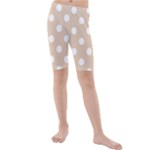 Polka Dots - White on Pastel Brown Kid s Mid Length Swim Shorts