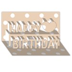 Polka Dots - White on Pastel Brown Happy Birthday 3D Greeting Card (8x4)