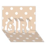 Polka Dots - White on Pastel Brown GIRL 3D Greeting Card (7x5)