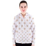 Polka Dots - Pastel Brown on White Women s Zipper Hoodie