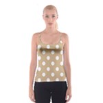 Polka Dots - White on Tan Brown Spaghetti Strap Top