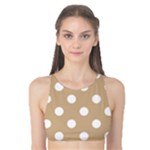 Polka Dots - White on Tan Brown Tank Bikini Top