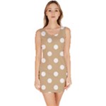 Polka Dots - White on Tan Brown Bodycon Dress