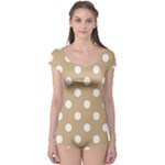 Polka Dots - White on Tan Brown Boyleg Leotard (Ladies)