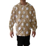 Polka Dots - White on Tan Brown Hooded Wind Breaker (Kids)