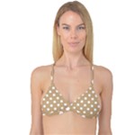 Polka Dots - White on Tan Brown Reversible Tri Bikini Top