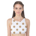 Polka Dots - Tan Brown on White Tank Bikini Top