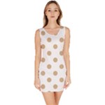 Polka Dots - Tan Brown on White Bodycon Dress