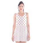 Polka Dots - Tan Brown on White Scoop Neck Skater Dress