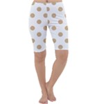 Polka Dots - Tan Brown on White Cropped Leggings