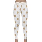 Polka Dots - Tan Brown on White Yoga Leggings