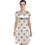 Polka Dots - Tan Brown on White Cap Sleeve Nightdress