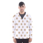 Polka Dots - Tan Brown on White Hooded Wind Breaker (Men)