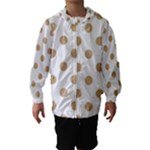 Polka Dots - Tan Brown on White Hooded Wind Breaker (Kids)