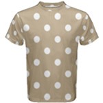 Polka Dots - White on Khaki Brown Men s Cotton Tee