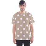 Polka Dots - White on Khaki Brown Men s Sport Mesh Tee